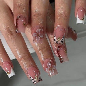 BLGTGH Leopard Print French Tips Press On Nails package front view