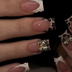 BLGTGH Leopard Prints French Tips Press on Nails in packaging