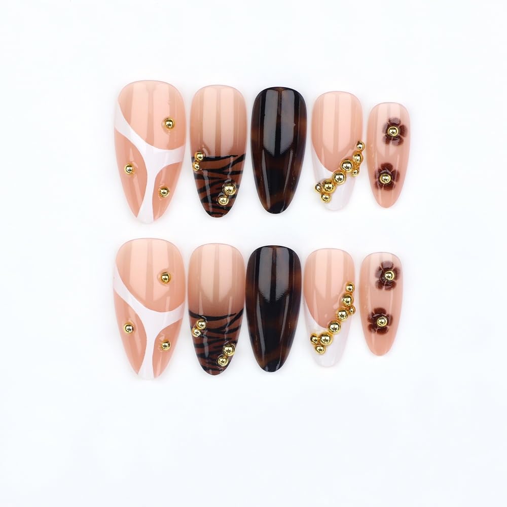 BLGTGH press on nails displaying floral design and glossy finish