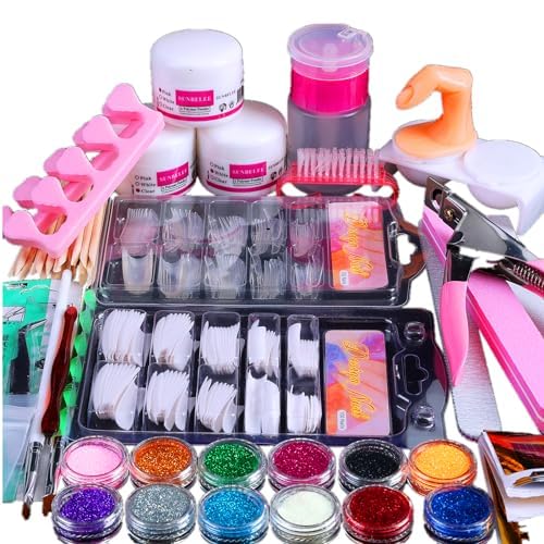 BLIFF Acrylic Nail Kit with 3 crystal powders and glitter sets