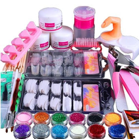 BLIFF Acrylic Nail Kit with 3 crystal powders and glitter sets