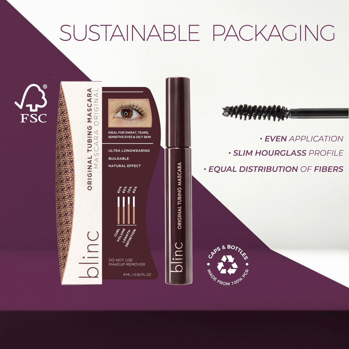 blinc Original Tubing Mascara packaging with ingredients