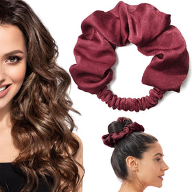 BLINKEEN Heatless Curling Scrunchie in crimson colour, front view
