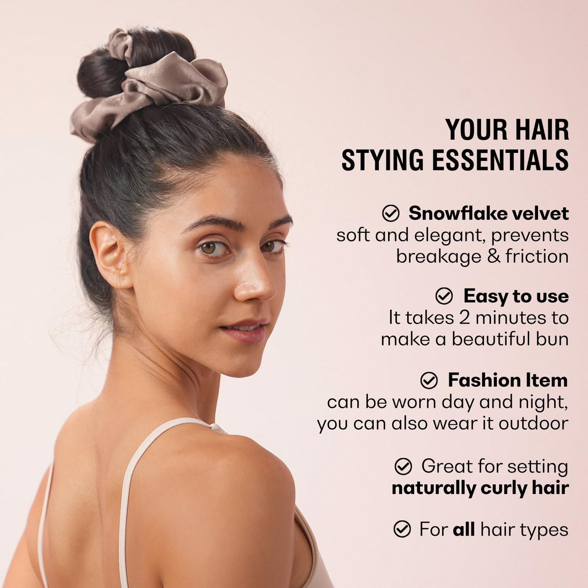 BLINKEEN Heatless Curling Scrunchie in use, showcasing curls