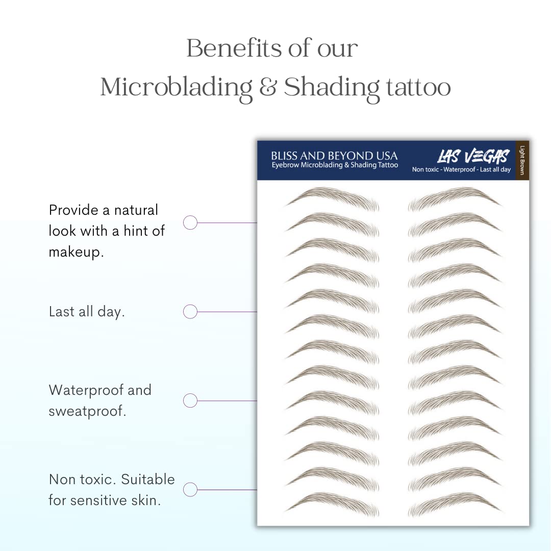 Bliss and Beyond USA Eyebrow Tattoo Stickers displayed on a flat surface