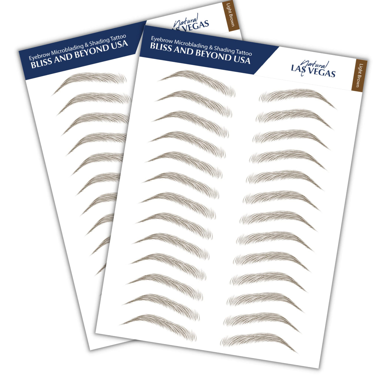 Bliss and Beyond USA Eyebrow Tattoo Stickers front view with packaging