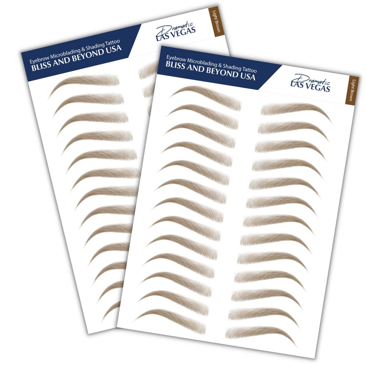Bliss and Beyond USA eyebrow tattoo stickers front view with packaging