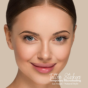 Bliss and Beyond USA eyebrow tattoo stickers in use on model