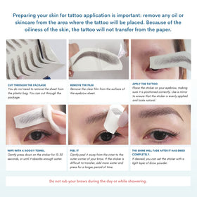 Bliss and Beyond USA eyebrow tattoo stickers set of two sheets