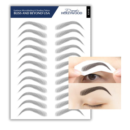 Bliss and Beyond USA Eyebrow Tattoo Stickers sheet front view with 12 pairs