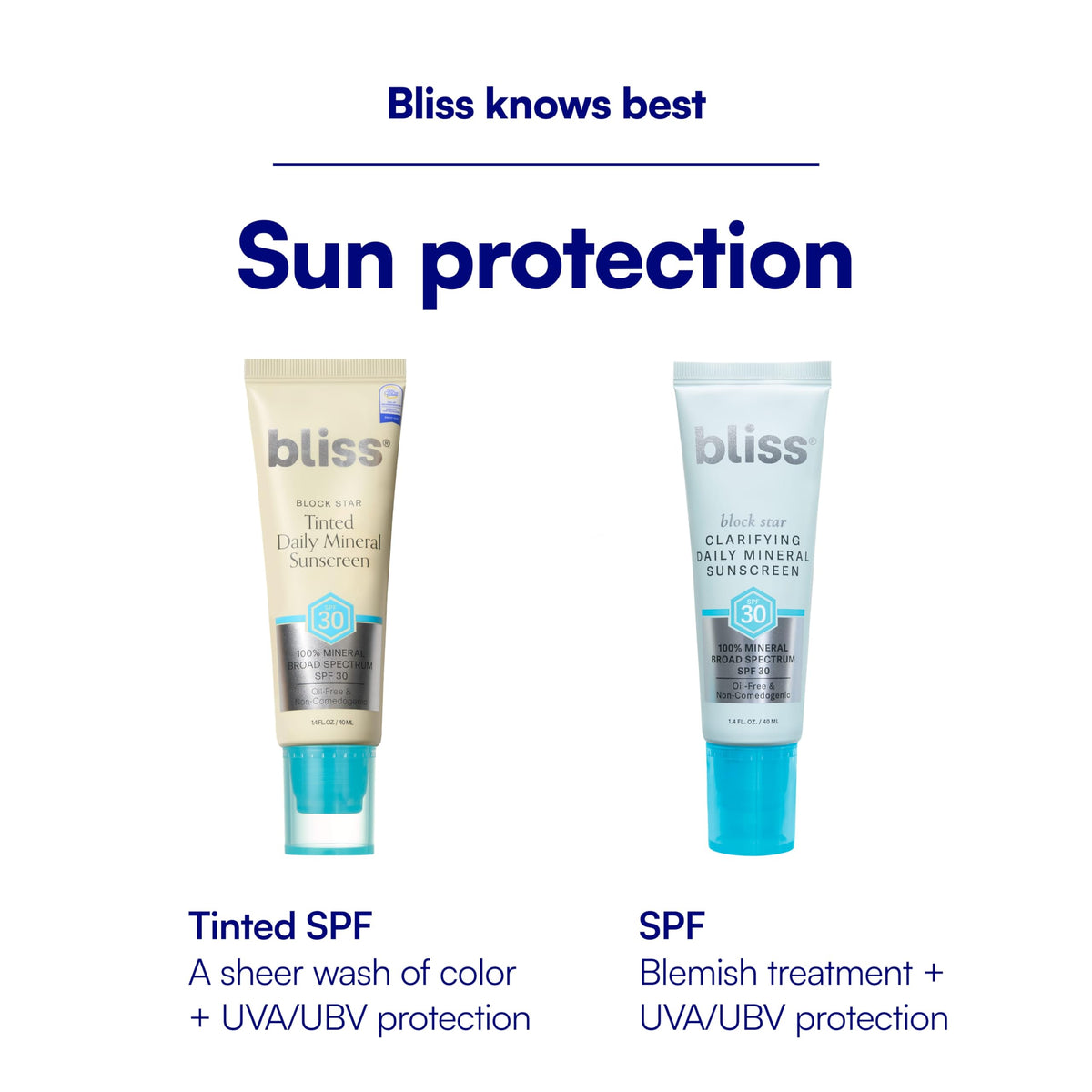 Bliss Block Star Clarifying Mineral Sunscreen SPF 30 with ingredients list