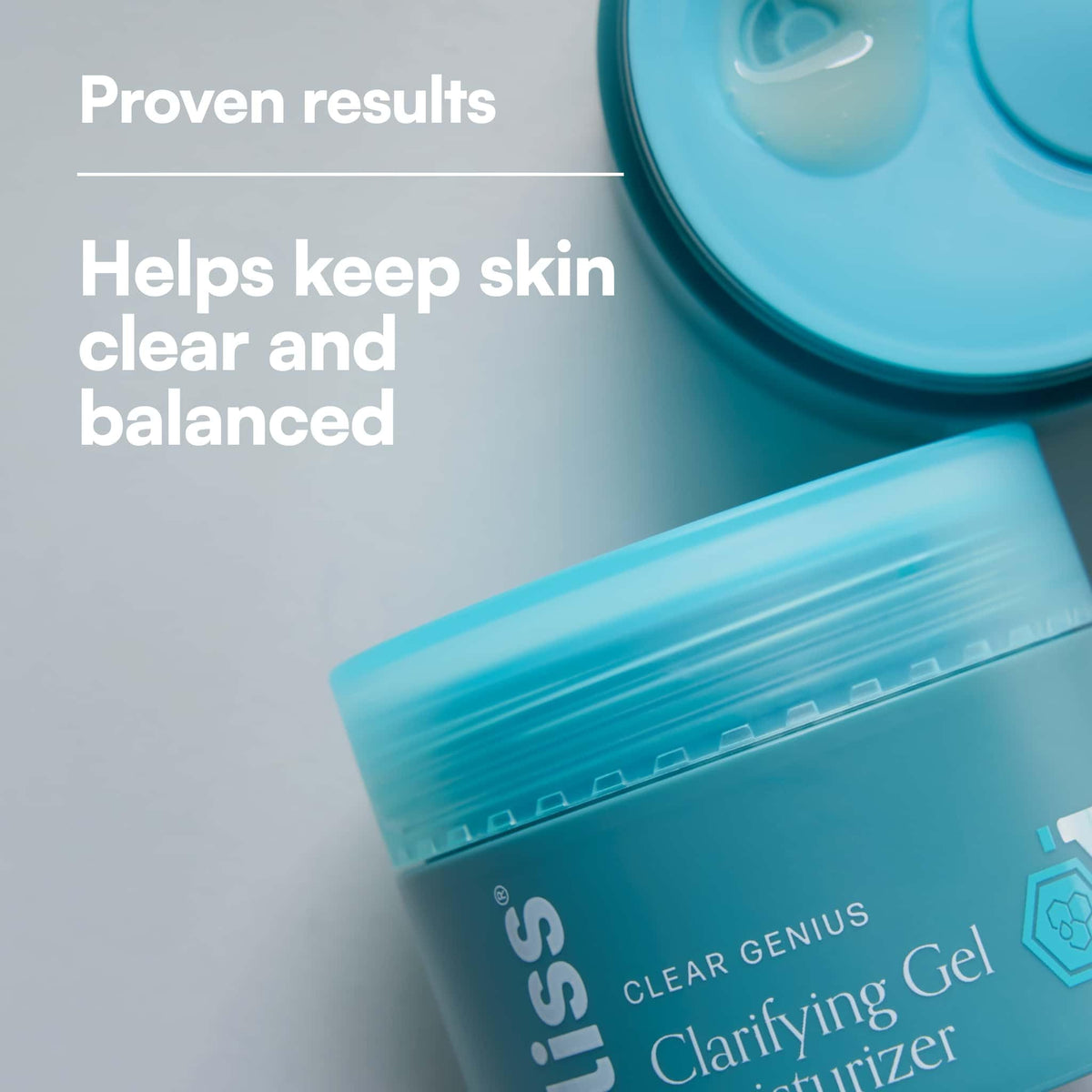 Bliss Clear Genius Gel Moisturizer with a clean towel