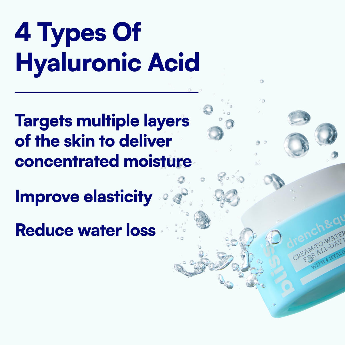 Bliss Drench & Quench Hyaluronic Acid Moisturizer texture on hand