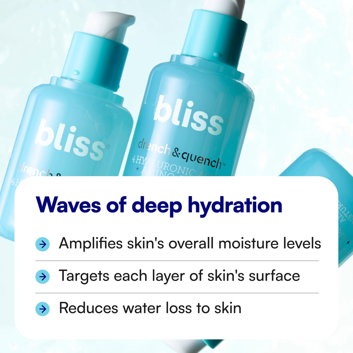 Bliss Drench & Quench Serum application on skin