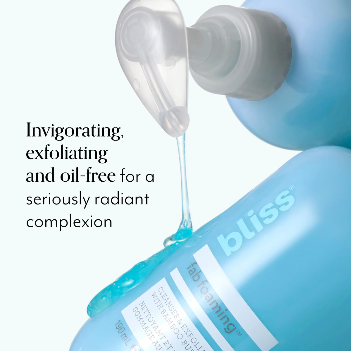 Bliss Fab Foaming 2-in-1 Cleanser and Exfoliator on a bathroom counter