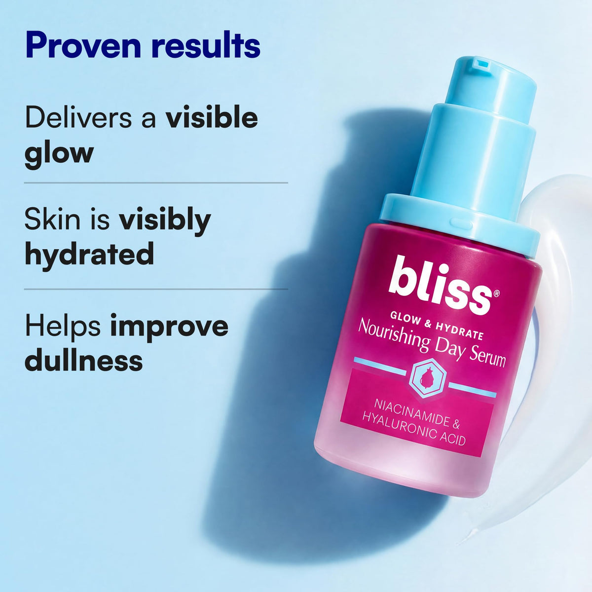 Bliss Glow and Hydrate Serum dropper close-up