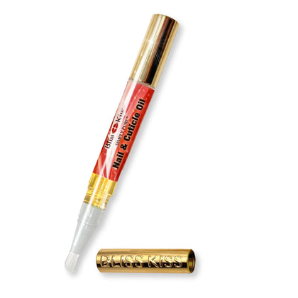 Bliss Kiss Simply Pure Cuticle Oil Pen front view, Candy Cane design