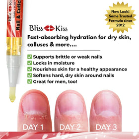 Bliss Kiss Simply Pure Cuticle Oil Pen in a travel pouch