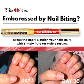 Bliss Kiss Simply Pure Cuticle Oil Pen in hand for easy application