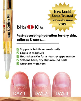 Bliss Kiss Simply Pure Cuticle Oil Pen next to a smartphone for travel context