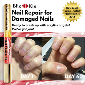 Bliss Kiss Simply Pure Cuticle Oil Pen with cap off, showing applicator