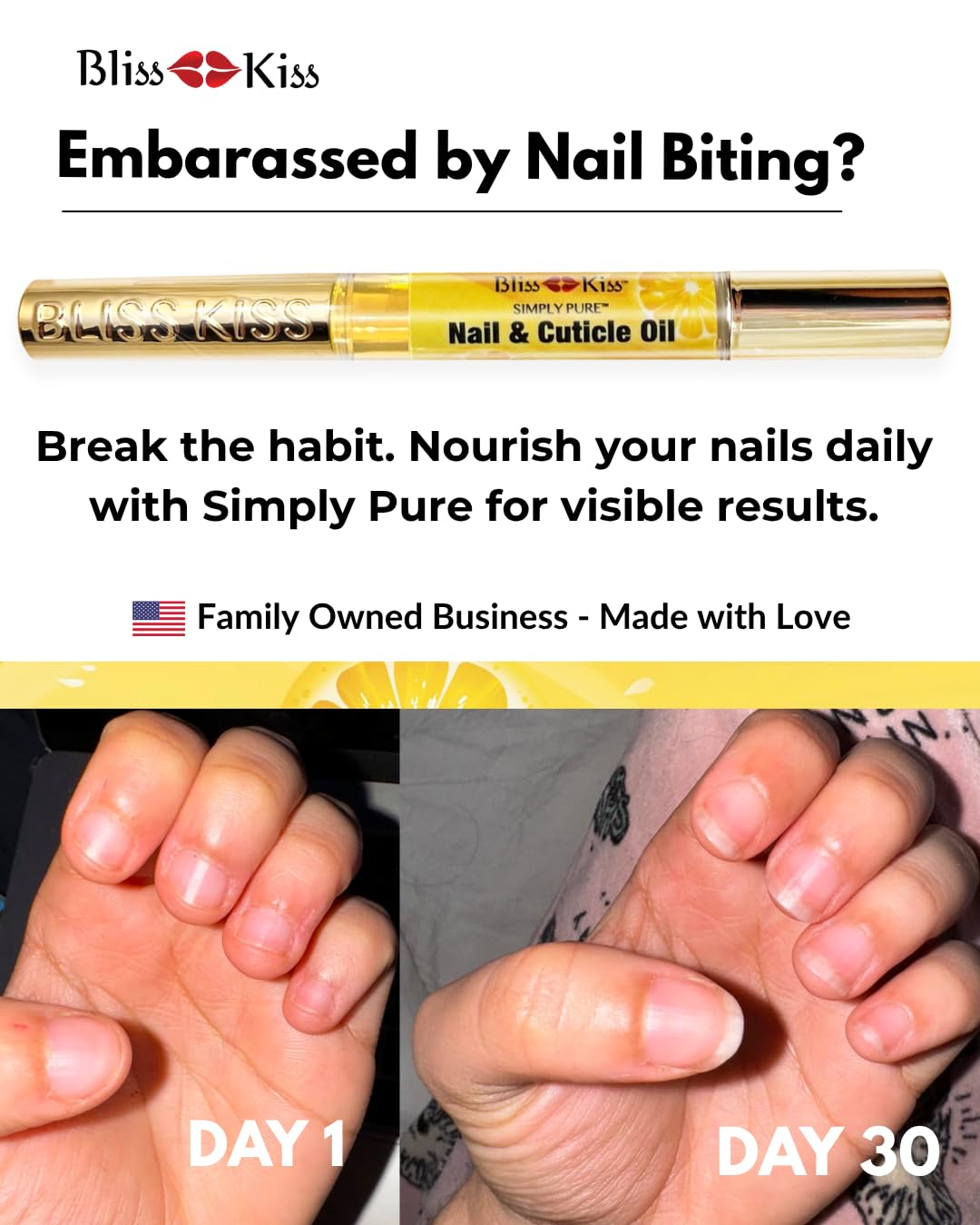 Bliss Kiss Simply Pure Cuticle Oil Pen with jojoba oil ingredients