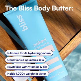 Bliss Naked Unscented Body Butter application on skin