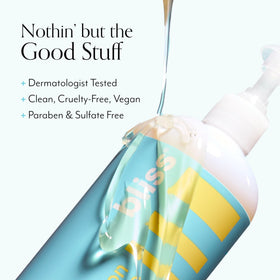 Bliss Soapy Suds Body Wash in a bathroom setting