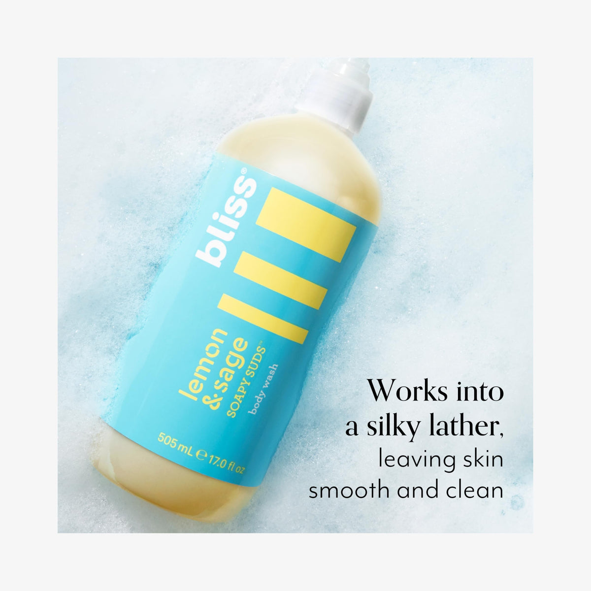 Bliss Soapy Suds Body Wash packaging side view