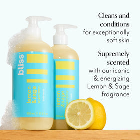 Bliss Soapy Suds Body Wash with Lemon and Sage fragrance close-up