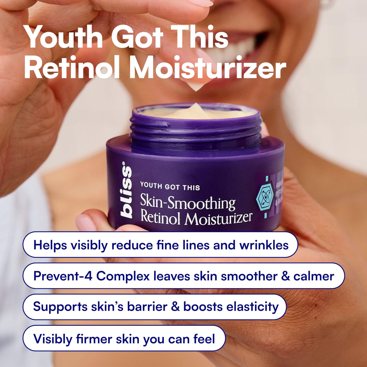 Bliss Youth Got This Retinol Anti-Aging Moisturiser on a bathroom counter