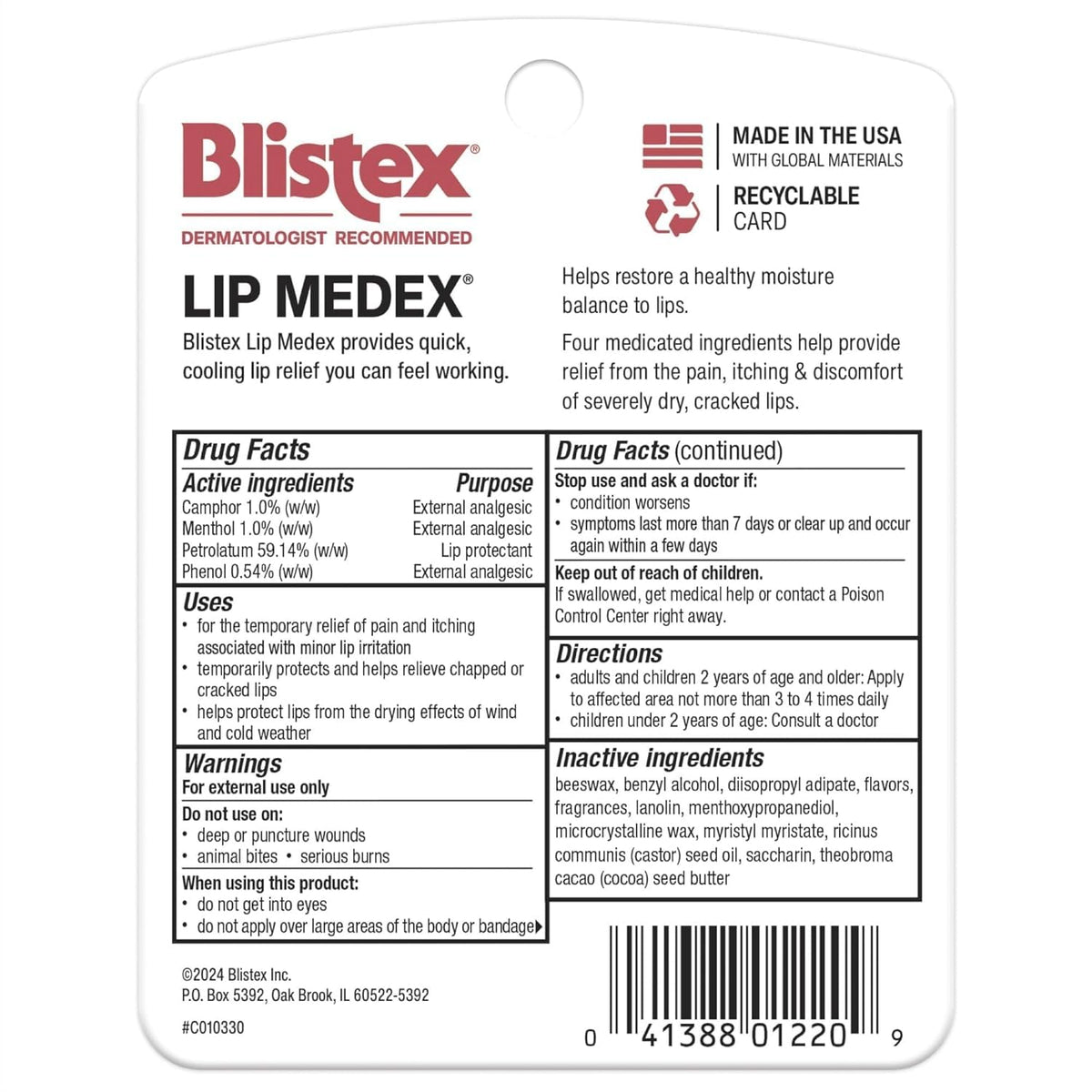 Blistex Lip Medex showing individual lip balm sticks