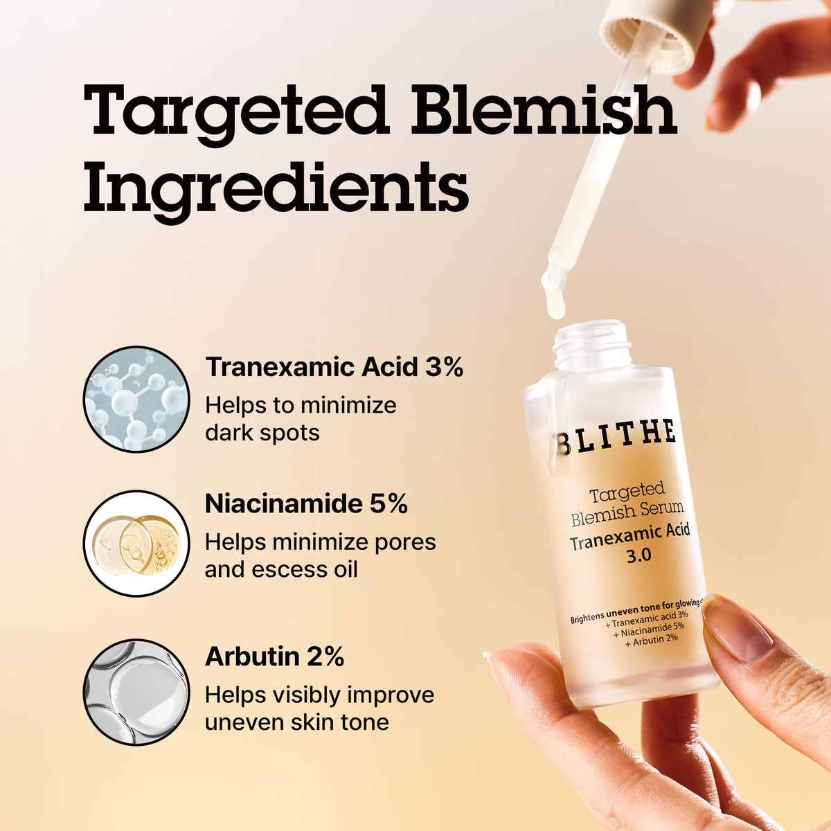 BLITHE Niacinamide Serum back view showing ingredients