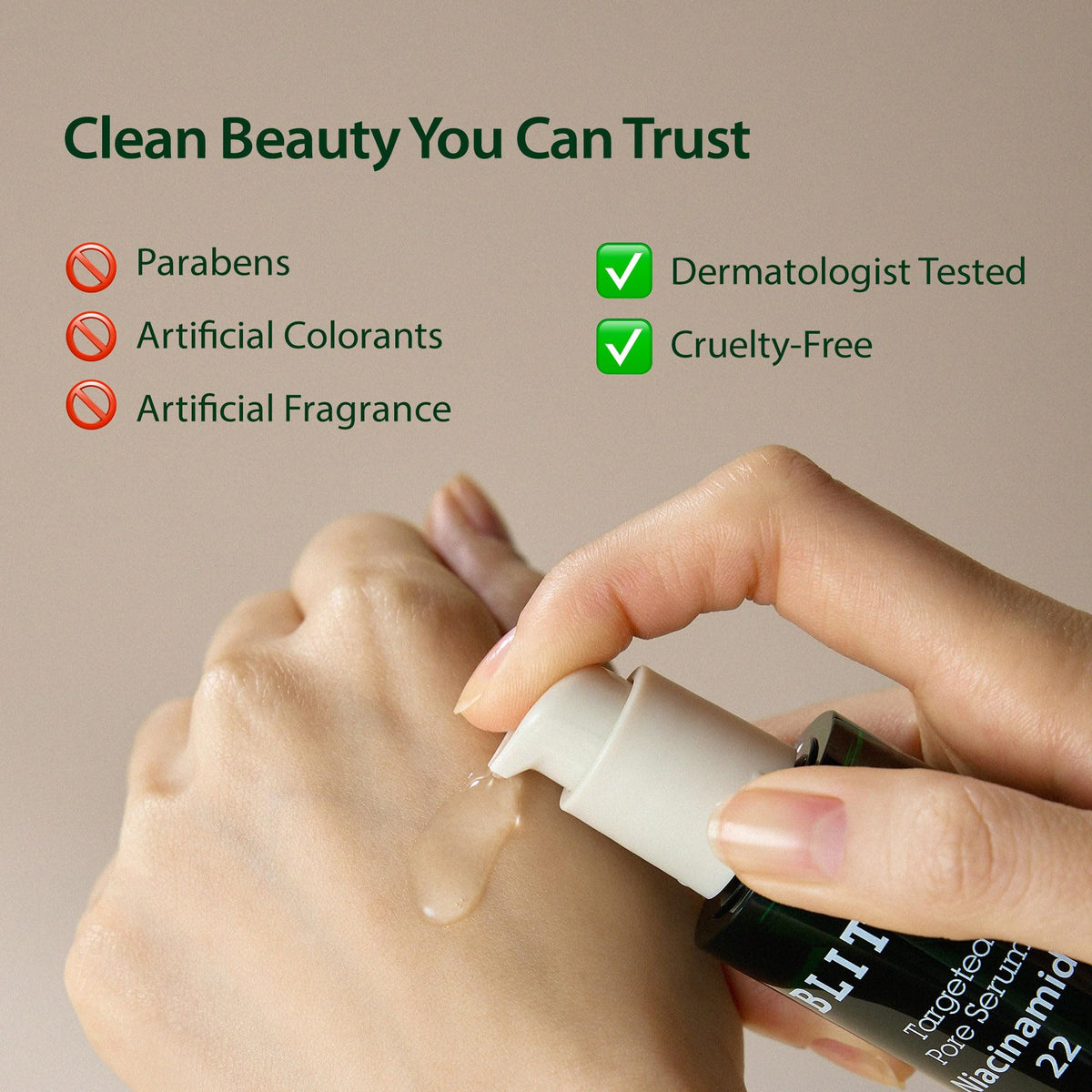 BLITHE Targeted Pore Serum ingredients list on packaging