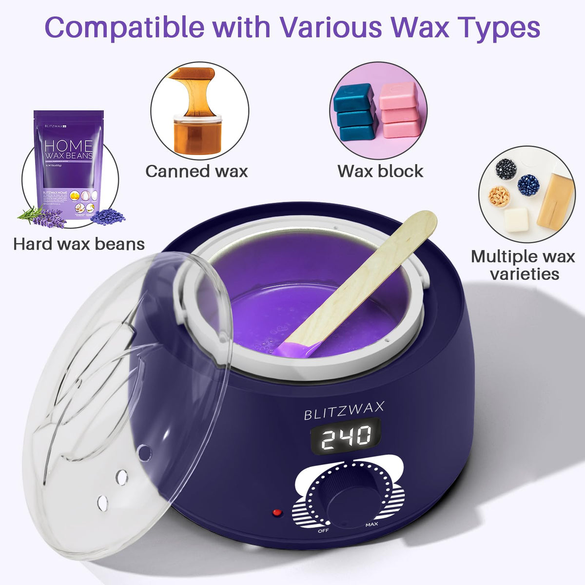 BLITZWAX Wax Warmer compact design on a bathroom counter