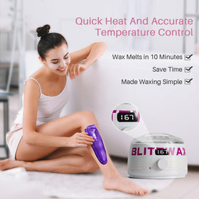 BLITZWAX Waxing Kit components including wax machine and silicone bowl