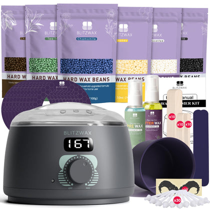 BLITZWAX Waxing Kit for Men front view with hard wax warmer