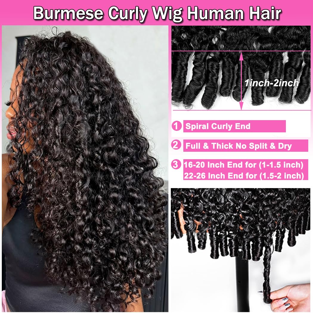Blomas Burmese Curly Half Wig 20 inch back view