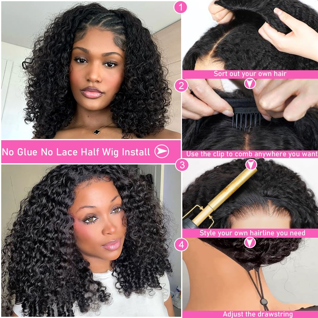 Blomas Burmese Curly Half Wig 20 inch styled in a ponytail