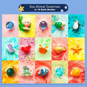 BloomFizzy bath bombs in various colours displayed in a cheerful box