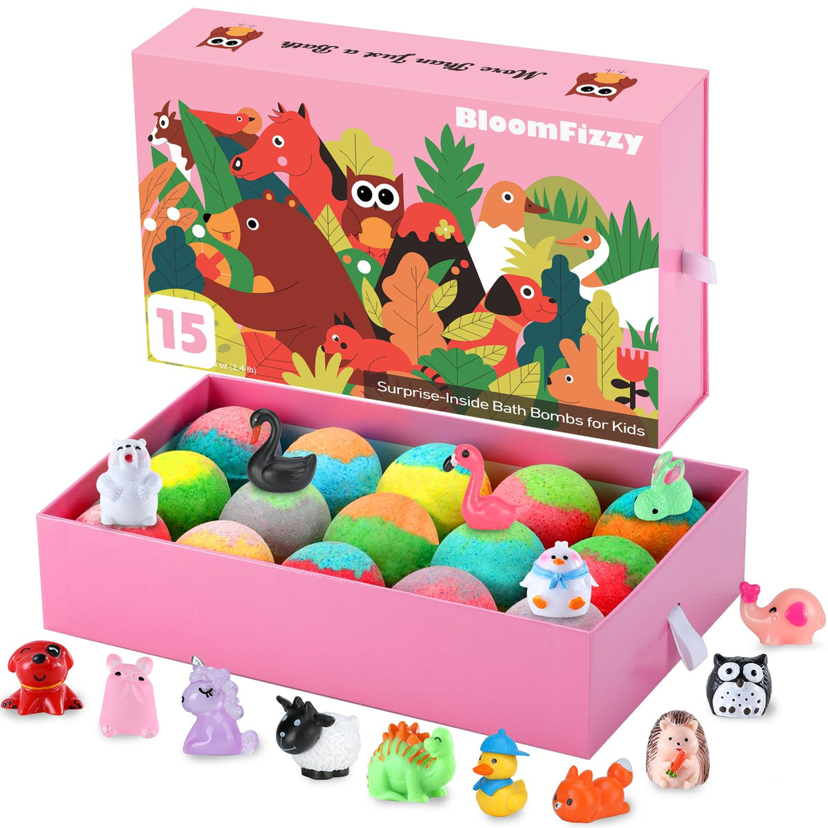 BloomFizzy Jungle Adventure Bath Bombs set with 15 colourful bombs
