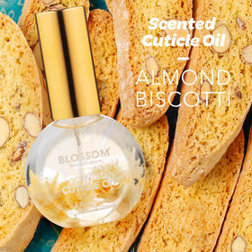 Blossom Cuticle Oil Almond Biscotti bottle side view
