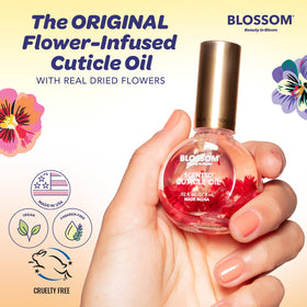Blossom Cuticle Oil Almond Biscotti with flowers in the oil