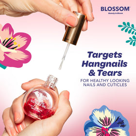 Blossom Cuticle Oil being applied to nails