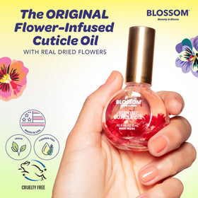 Blossom Cuticle Oil bottle in a lifestyle setting