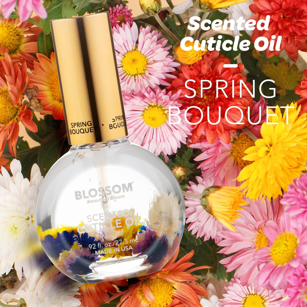 Blossom Cuticle Oil bottle with floral design