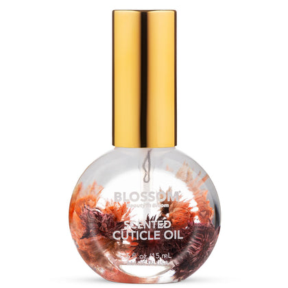 Blossom Cuticle Oil Chocolate Truffle front view with dried flowers