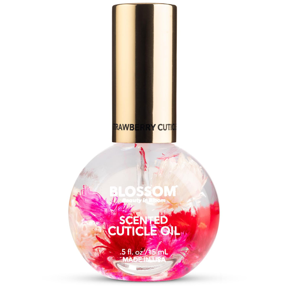 Blossom Cuticle Oil front view with real flowers