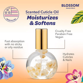 Blossom Cuticle Oil in a lifestyle setting with flowers