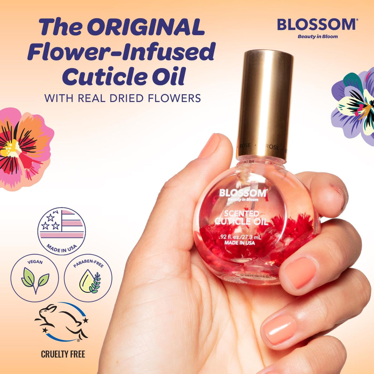 Blossom Cuticle Oil Pumpkin Spice Latte with dried flowers